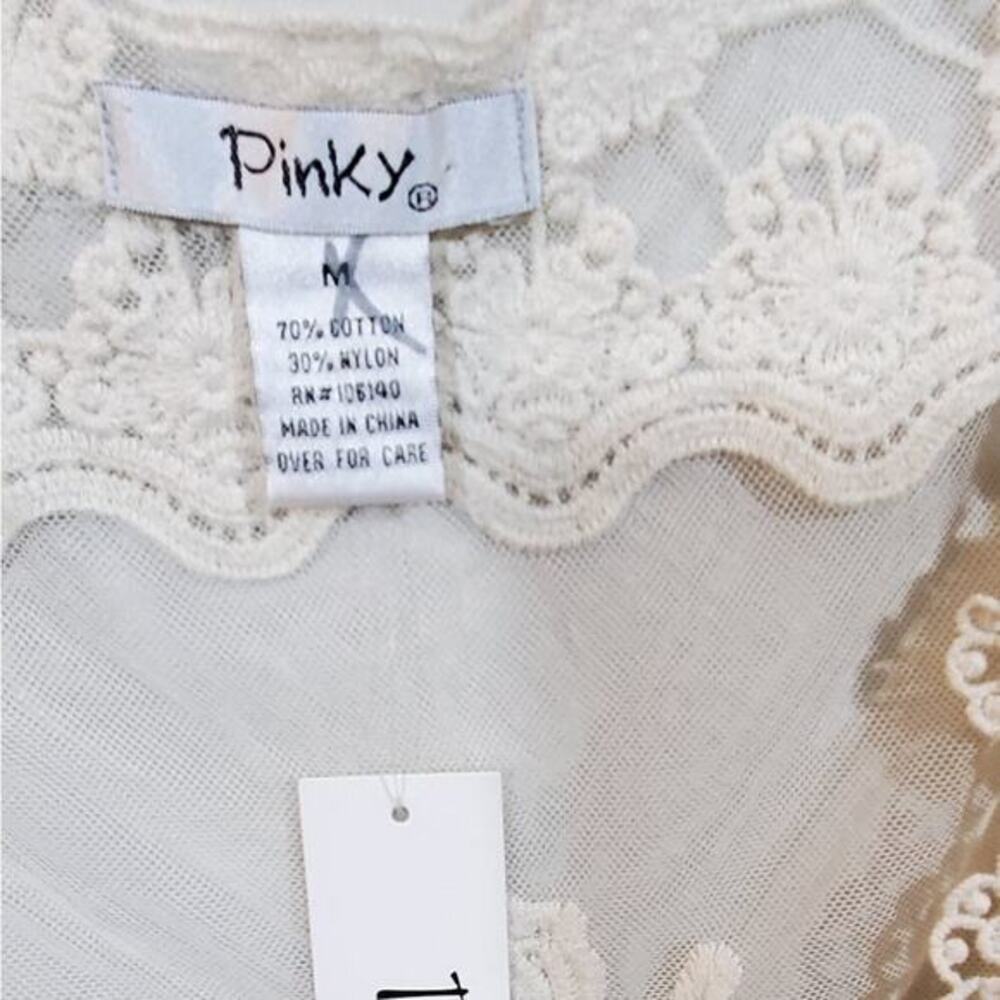 Pinky cream lace crocheted boloero jacket Cardigan‎ coverup Size Medium New - Picture 5 of 5